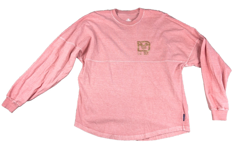 Walt Disney World Spirit Jersey XS Pink Rose Gold Glitter Long Sleeve Disney